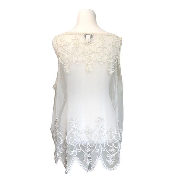 Torrid Sheer Cream Tank - Sleeveless Top - Scalloped Bottom Edge - Sz 2 - Picture 10 of 11